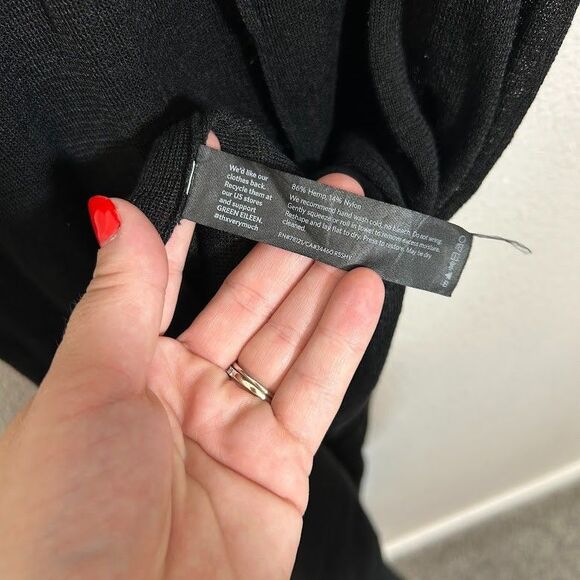 Eileen Fisher Project Duster Cardigan M Black Hemp Layering Sleeveless Lagenlook - Picture 7 of 8